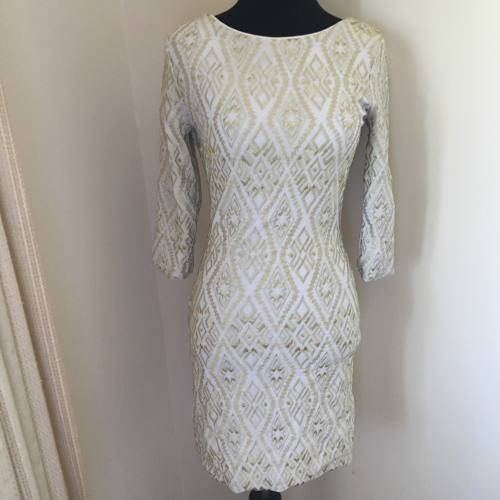 Gold and white mini dress